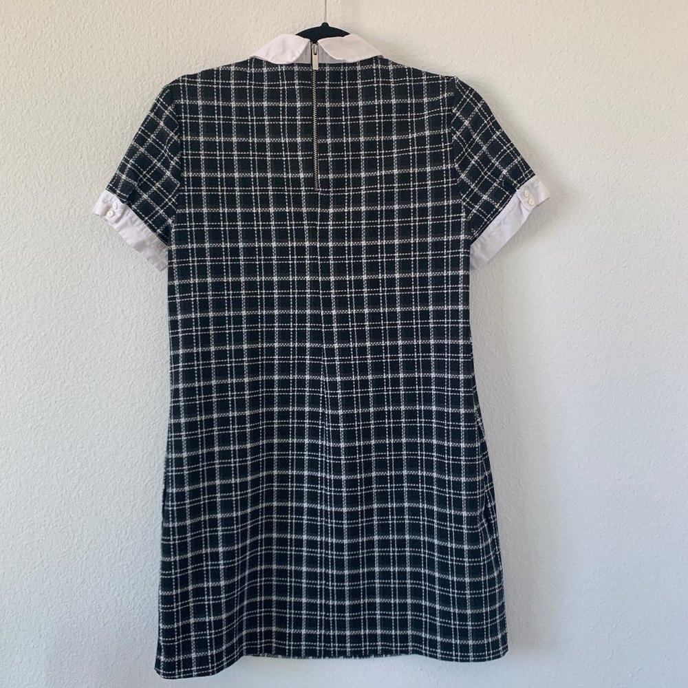 Zara Winter Plaid Peter Pan Collar Mini Dress Sz M - Picture 4 of 8